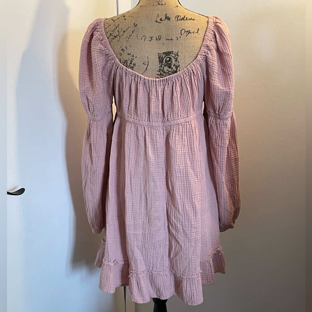 wild fable Dusty Pink Gauze Top with Peasant Detail - Picture 4 of 6